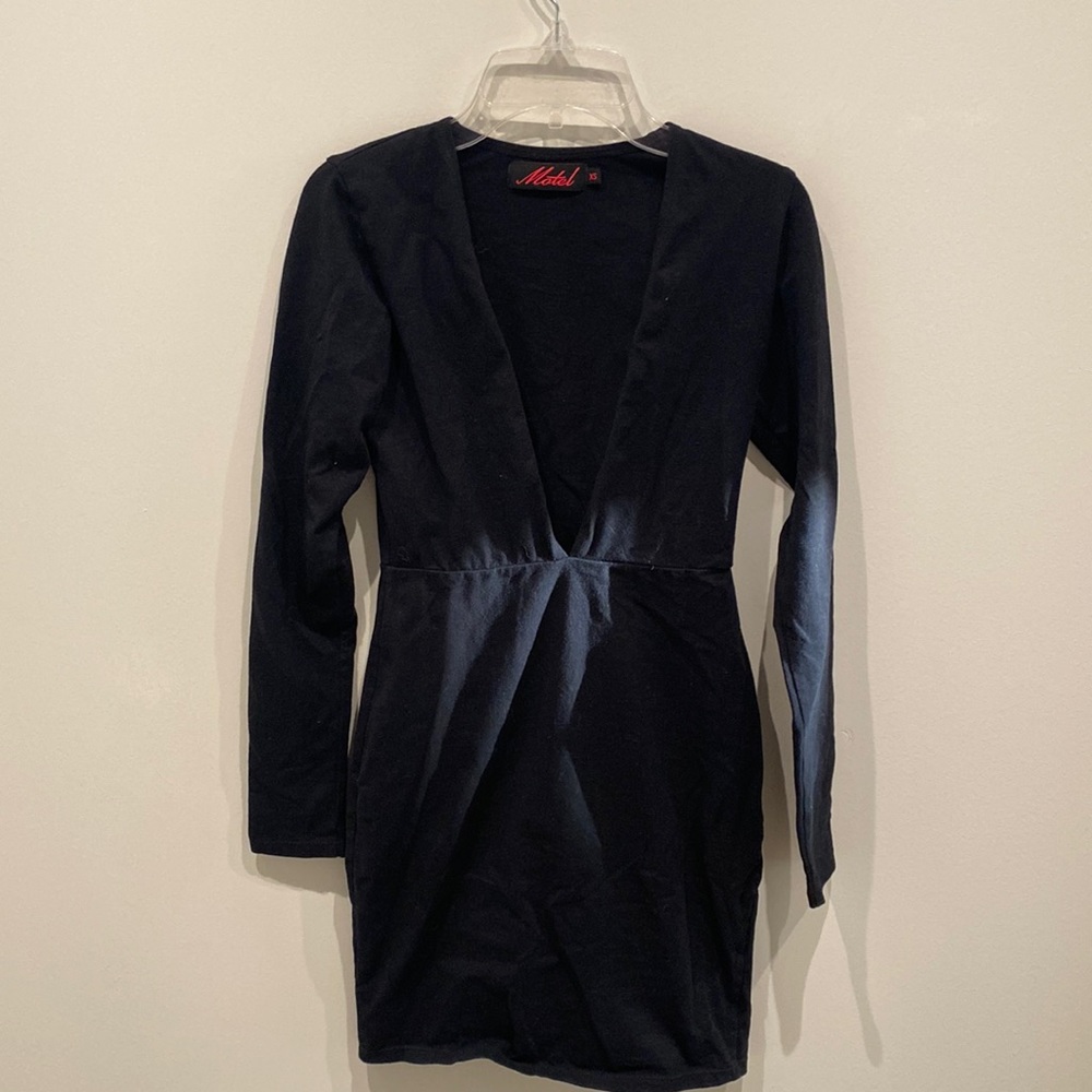 Motel Rocks plunge bodycon long sleeve mini dress